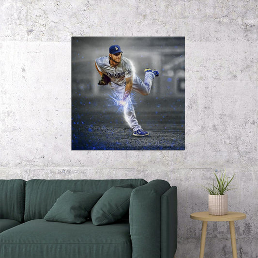 Clayton Kershaw Baseball Poster Mlb Pitcher Wall Art Los Angeles Dodgers Sports Print - xonomax