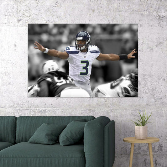 Seattle Seahawks Russell Wilson Nfl Poster Famous Quarterback Motivational Sports Print - xonomax