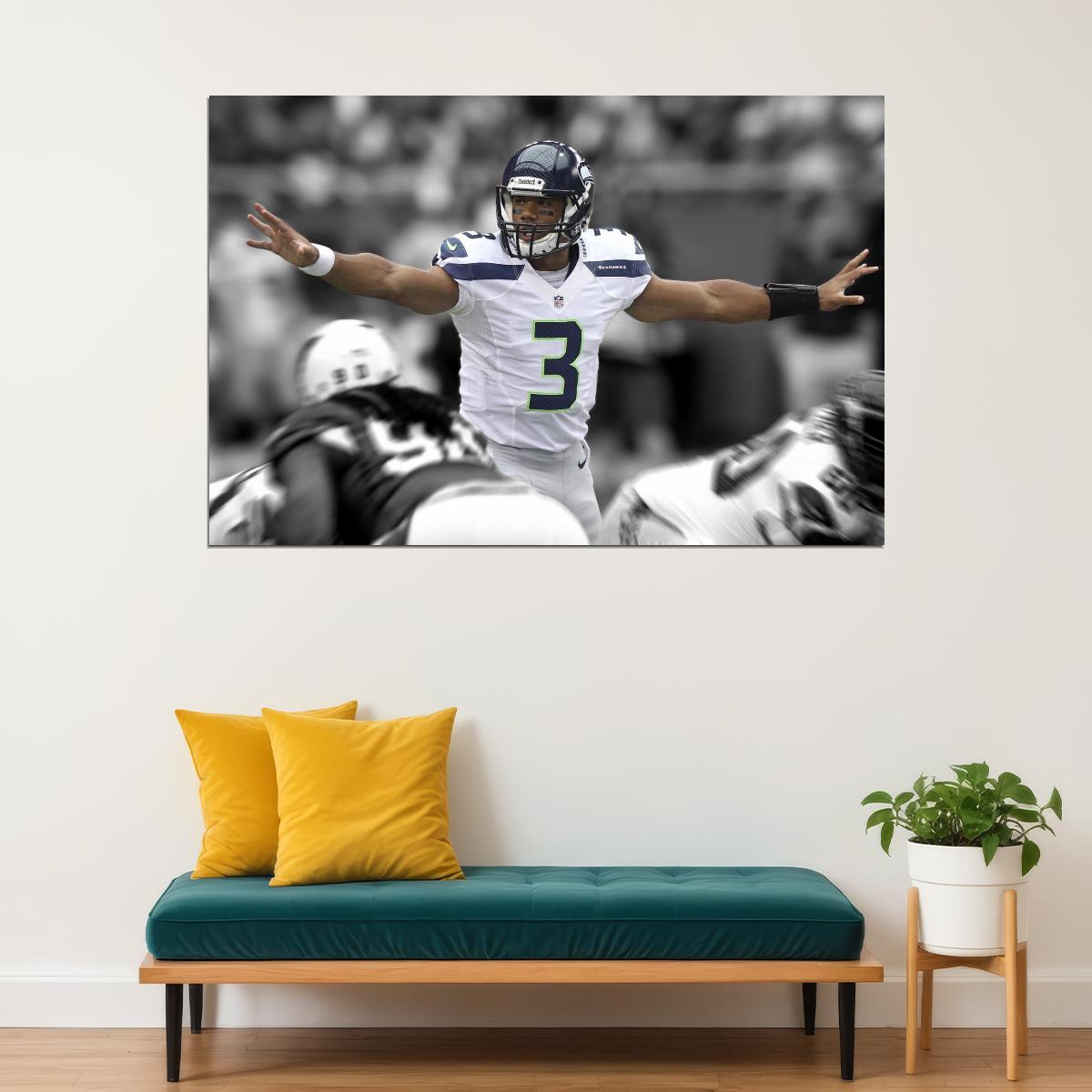 Seattle Seahawks Russell Wilson Nfl Poster Famous Quarterback Motivational Sports Print - xonomax