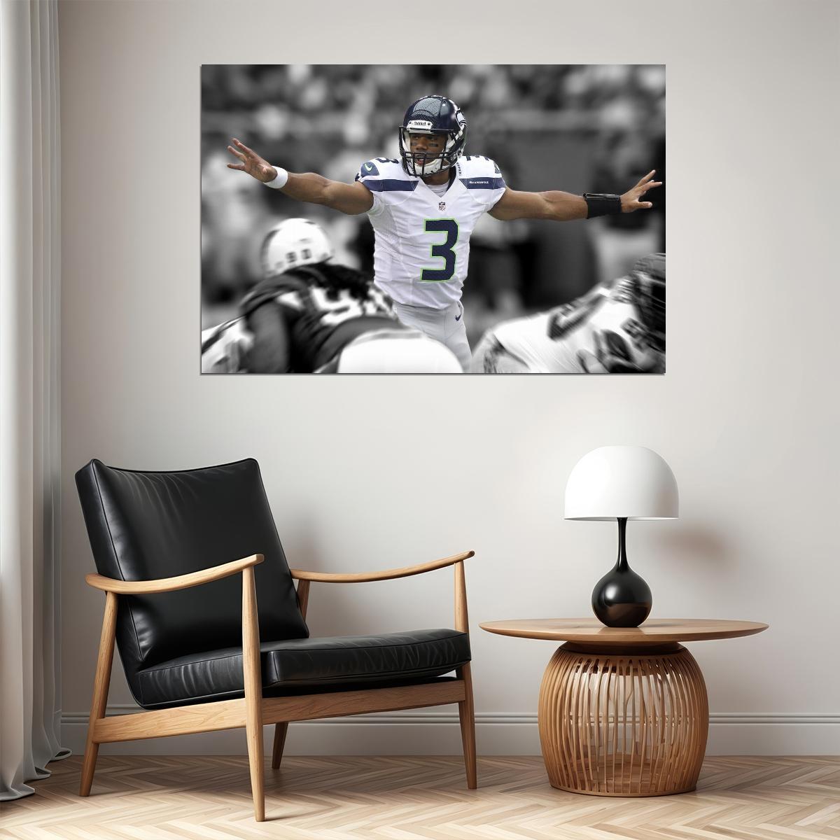 Seattle Seahawks Russell Wilson Nfl Poster Famous Quarterback Motivational Sports Print - xonomax
