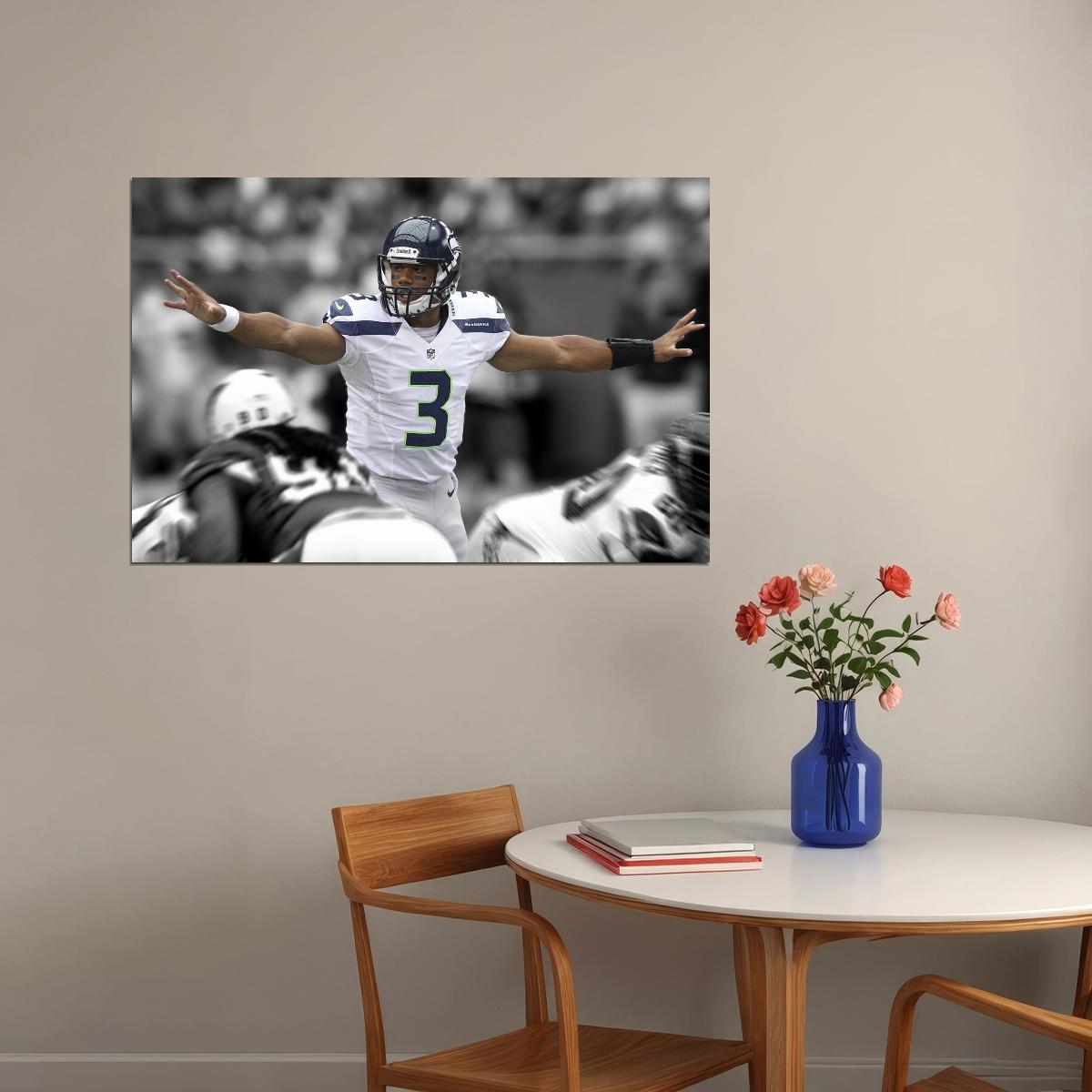 Seattle Seahawks Russell Wilson Nfl Poster Famous Quarterback Motivational Sports Print - xonomax