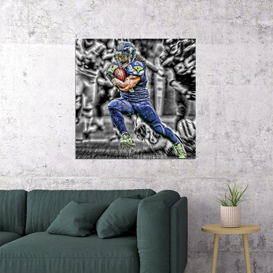 Seattle Seahawks Beast Mode Marshawn Lynch Nfl Poster Famous Running Back Motivational Sports Print - xonomax