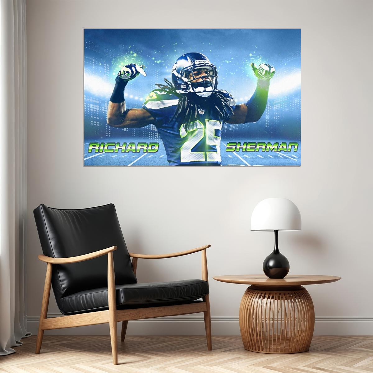 Seattle Seahawks Richard Sherman Nfl Poster Famous Cornerback Motivational Sports Print - xonomax