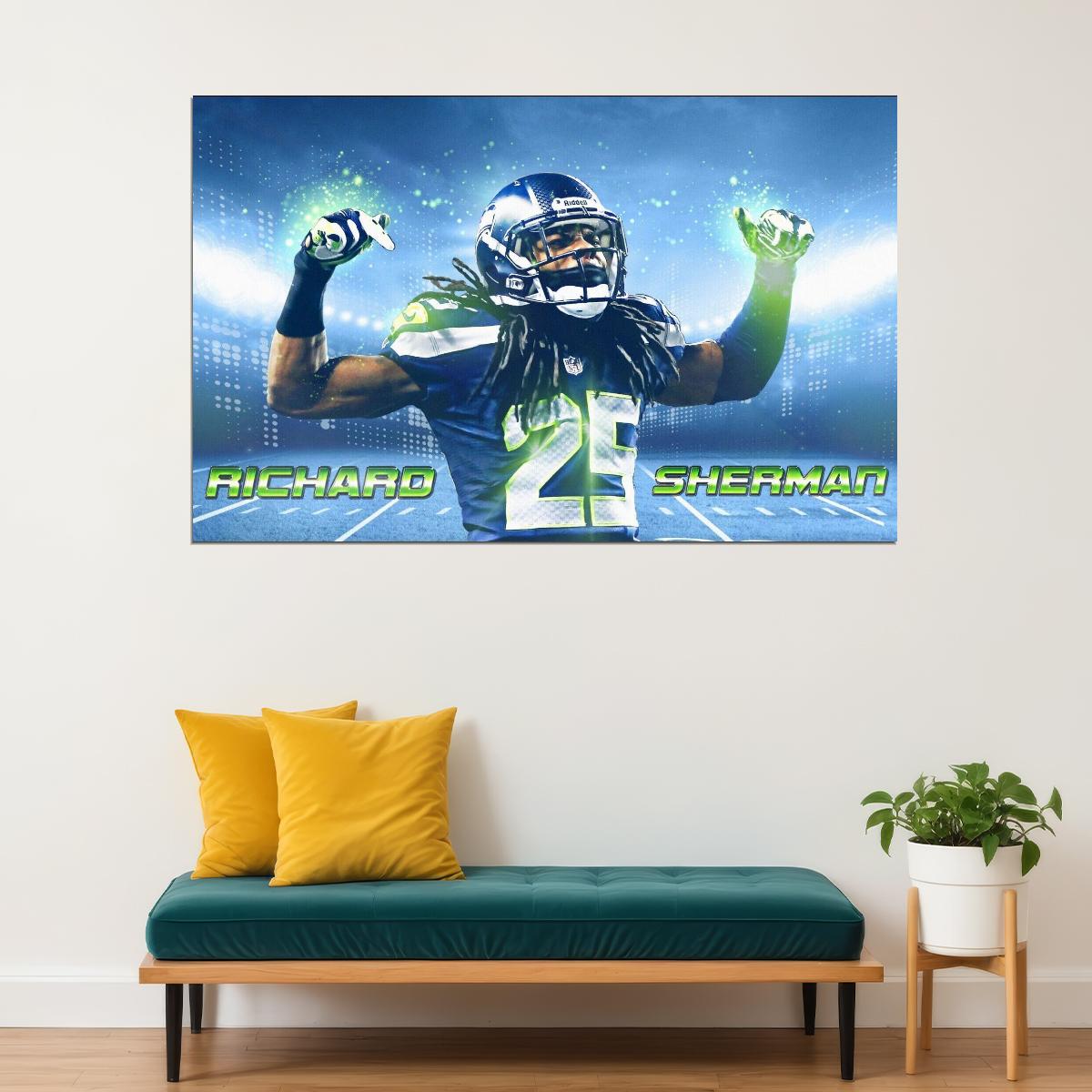 Seattle Seahawks Richard Sherman Nfl Poster Famous Cornerback Motivational Sports Print - xonomax