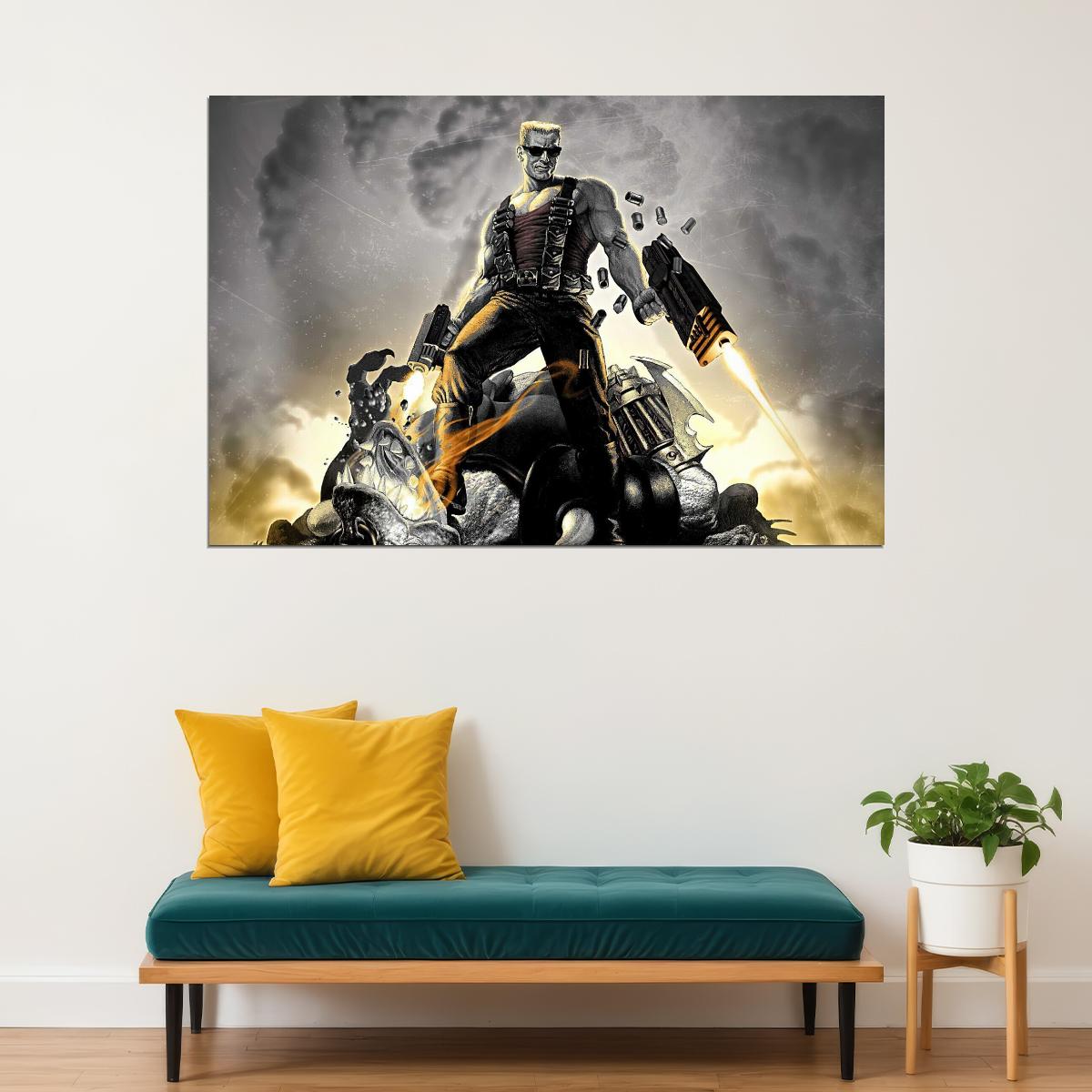 Duke Nukem Video Game Poster Classic Gaming Wall Art Action Hero Print - xonomax