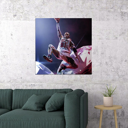 Dennis Rodman Basketball Poster Nba Legend Wall Art Chicago Bulls Sports Print - xonomax