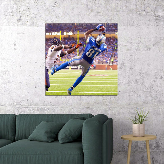 Calvin Johnson Detroit Lions Football Poster Nfl Star Wall Art Sports Print - xonomax