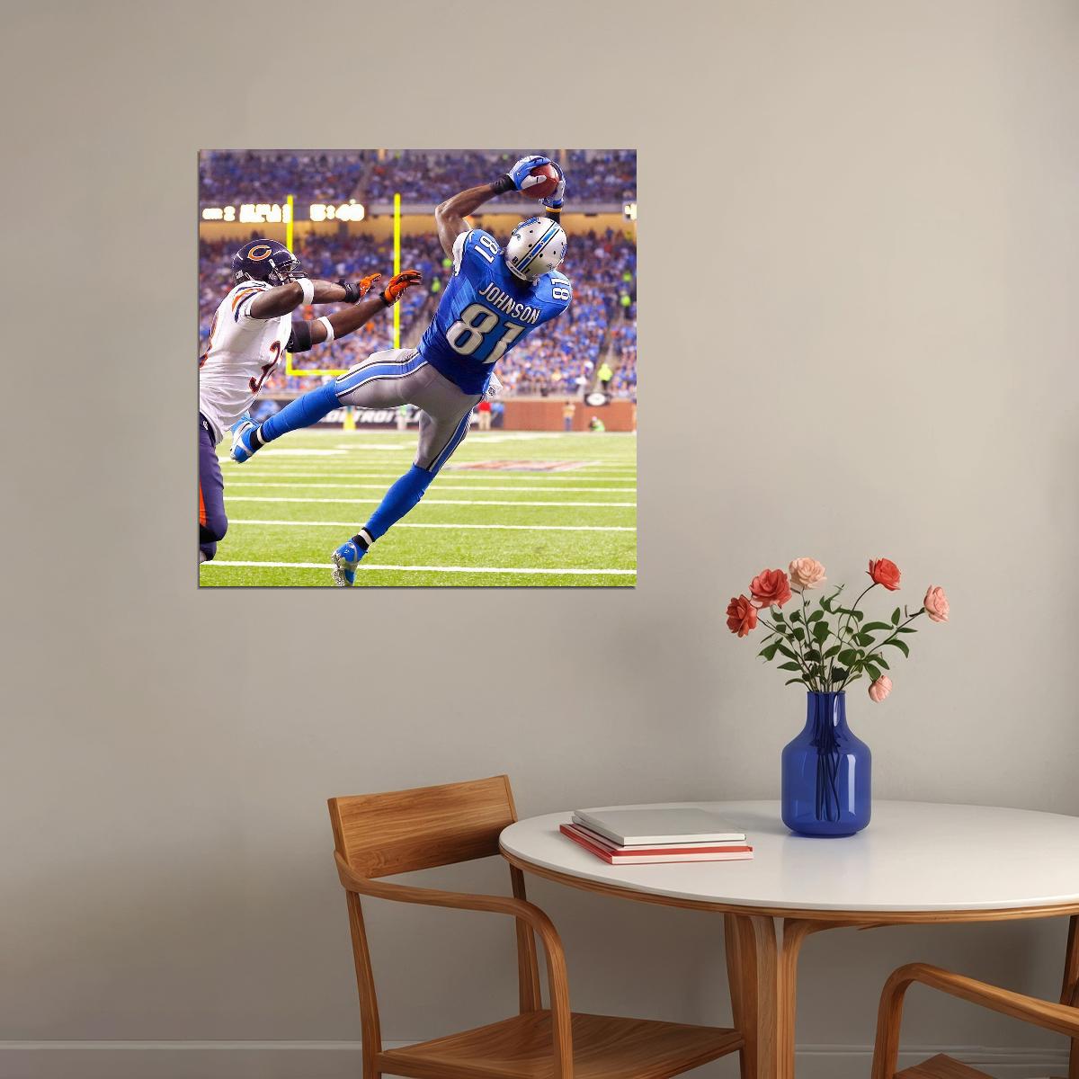 Calvin Johnson Detroit Lions Football Poster Nfl Star Wall Art Sports Print - xonomax