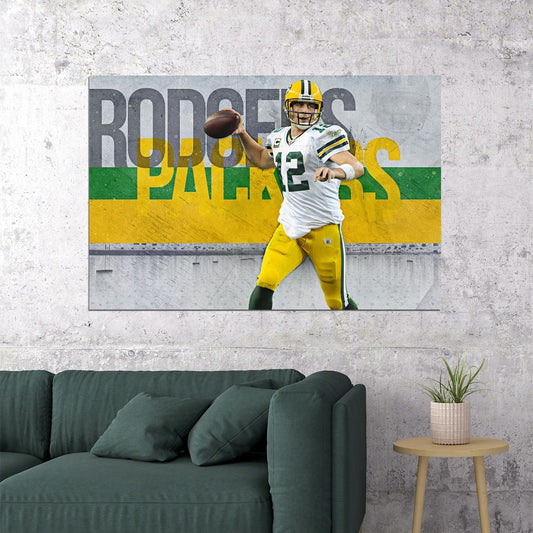 Aaron Rodgers Football Poster Nfl Quarterback Wall Art Sports Print - xonomax