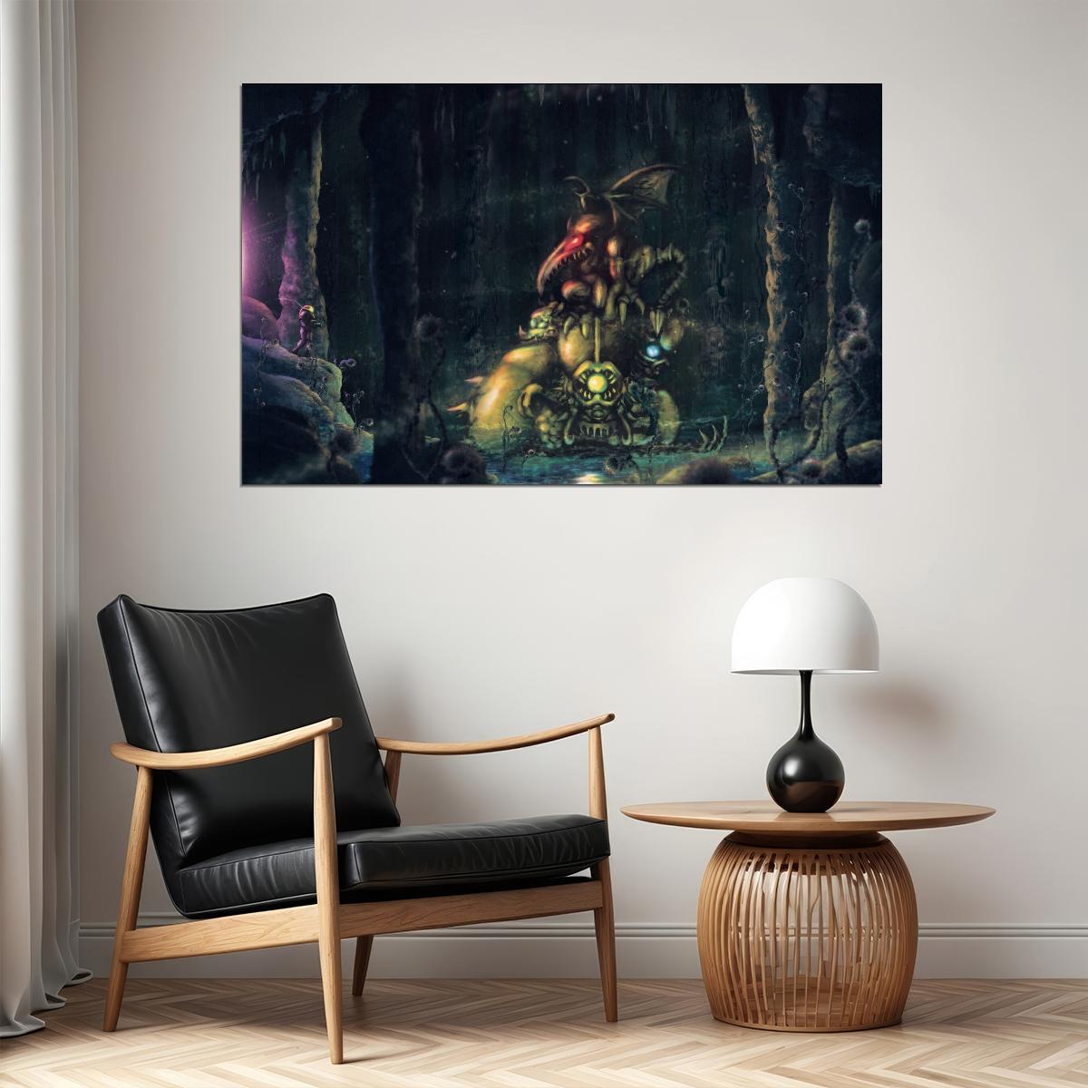 Super Metroid Nintendo Video Game Poster Iconic Retro Sci-fi Wall Art - xonomax