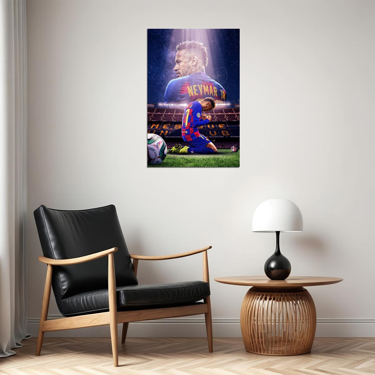 Neymar Soccer Poster Famous Football Player Wall Art Motivational Sports Print - xonomax