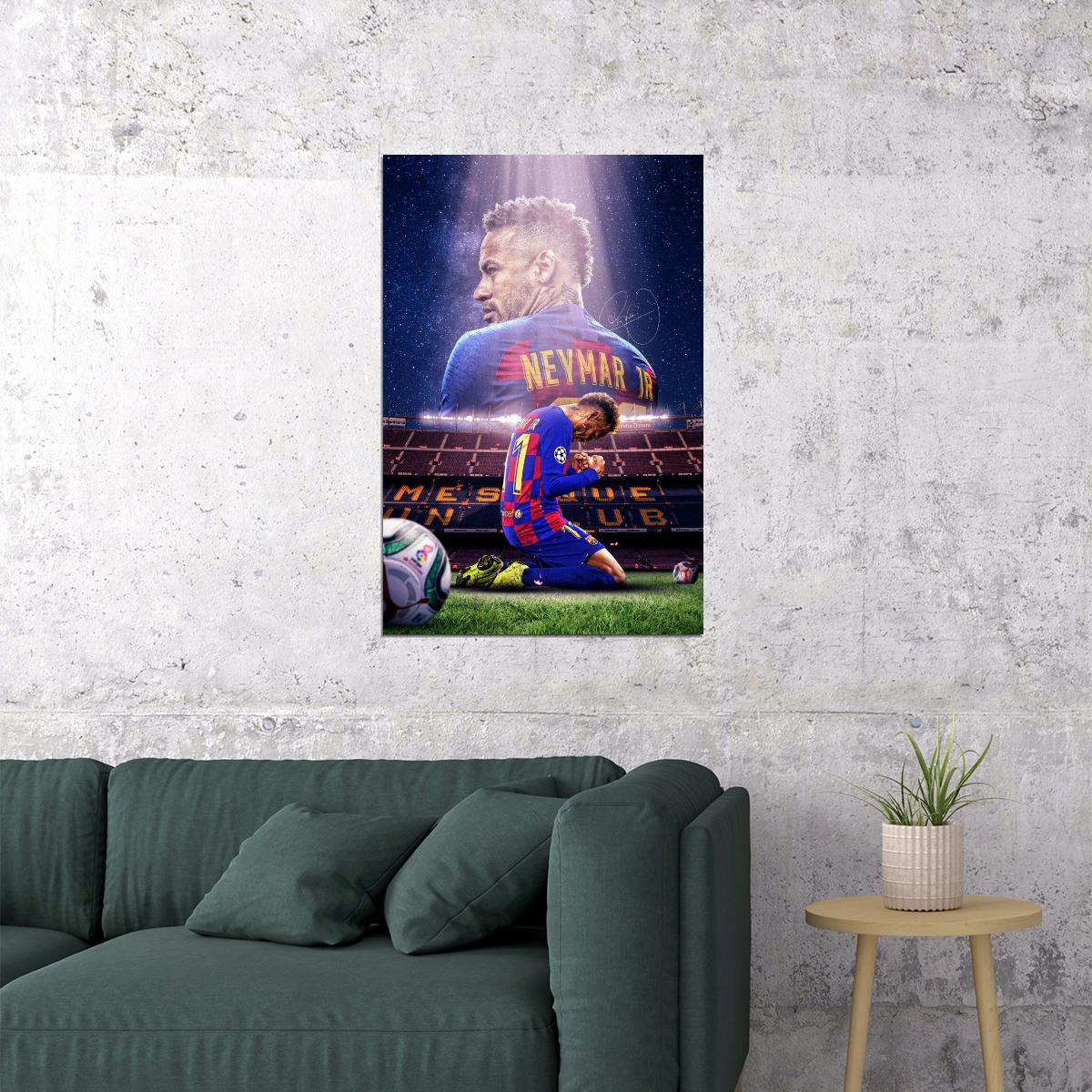 Neymar Soccer Poster Famous Football Player Wall Art Motivational Sports Print - xonomax