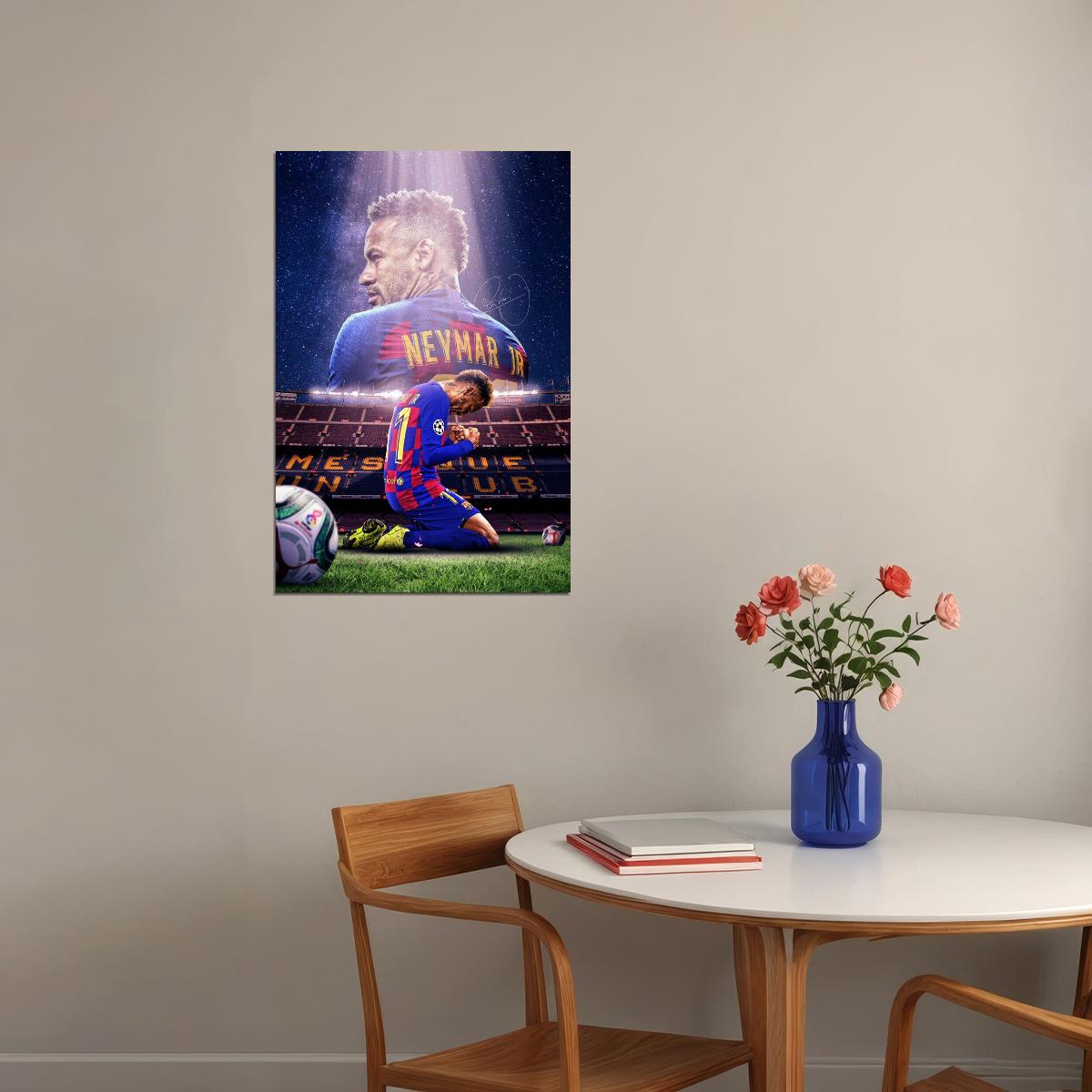 Neymar Soccer Poster Famous Football Player Wall Art Motivational Sports Print - xonomax