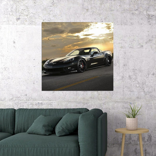 Chevrolet Corvette Poster American Sports Car Wall Art Luxury Supercar Print - xonomax