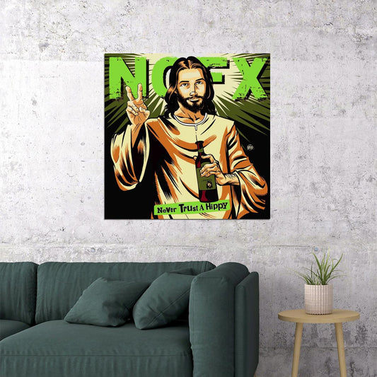Nofx Never Trust Hippy Album Cover Art Punk Rock Music Poster Wall Print - xonomax
