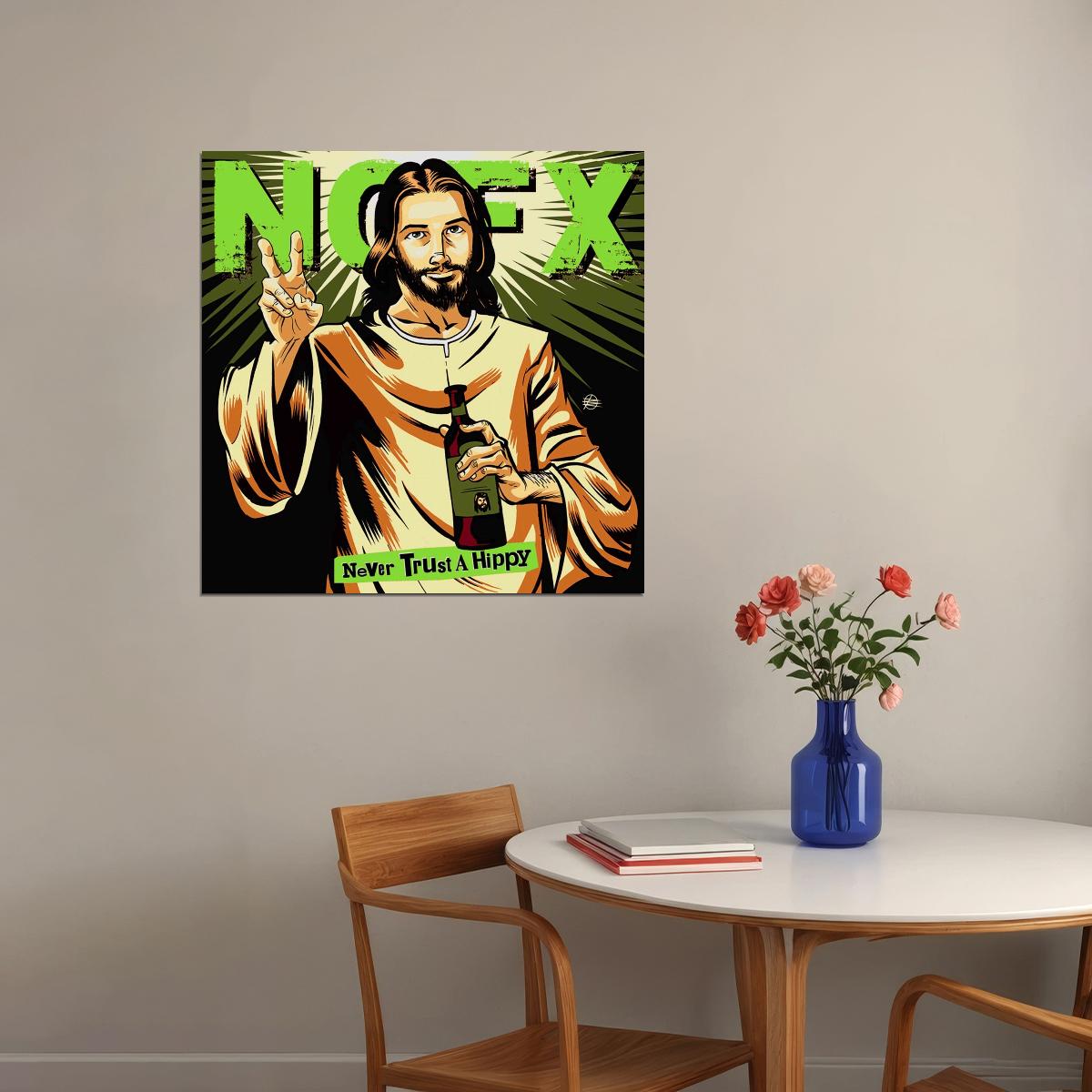 Nofx Never Trust Hippy Album Cover Art Punk Rock Music Poster Wall Print - xonomax
