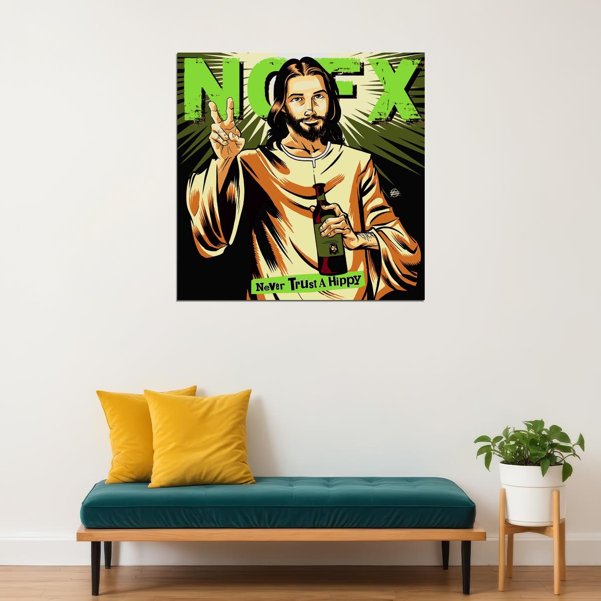 Nofx Never Trust Hippy Album Cover Art Punk Rock Music Poster Wall Print - xonomax