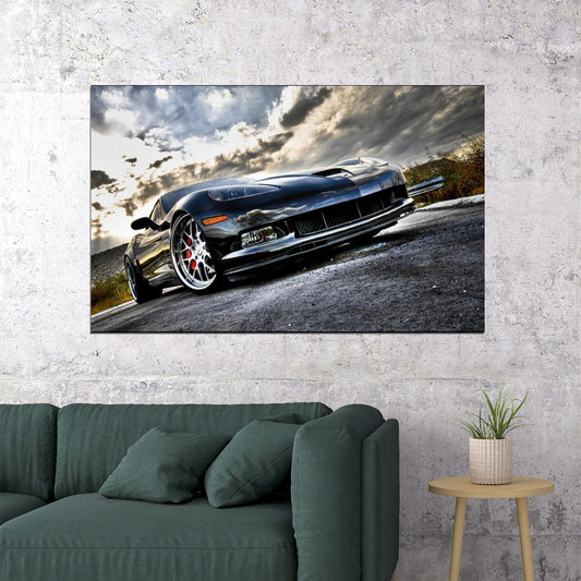 Chevrolet Corvette Poster American Sports Car Wall Art Luxury Supercar Print - xonomax