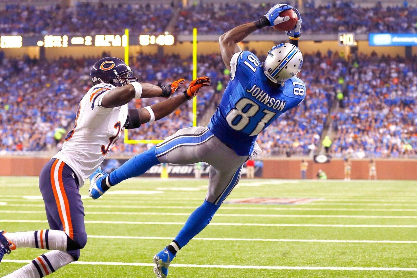 Calvin Johnson Football Poster Nfl Star Wall Art Detroit Lions Sports Print - xonomax