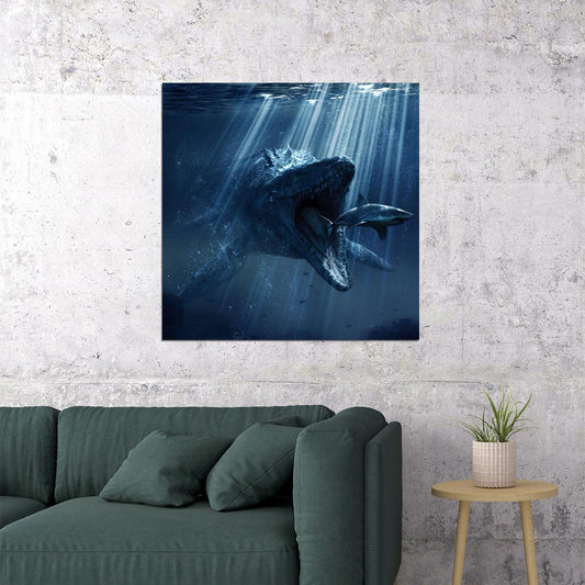 Jurassic World Dinosaur Mosasaur Movie Poster Wall Art - xonomax