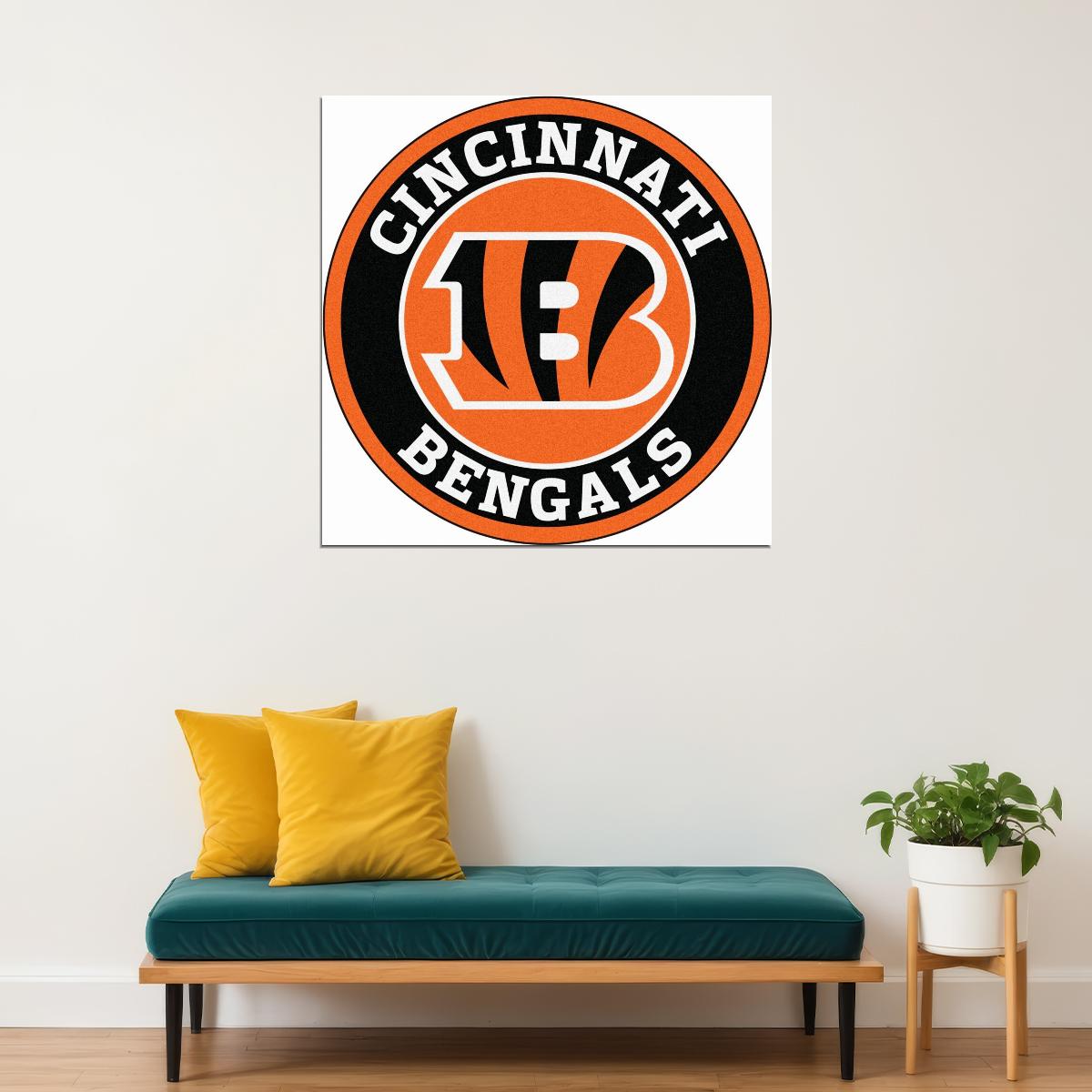 Cincinnati Bengals Logo Poster Nfl Football Team Wall Art Sports Print - xonomax