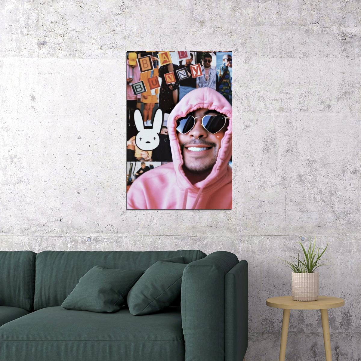 Bad Bunny Poster Latin Trap Music Wall Art Rap Artist Print - xonomax