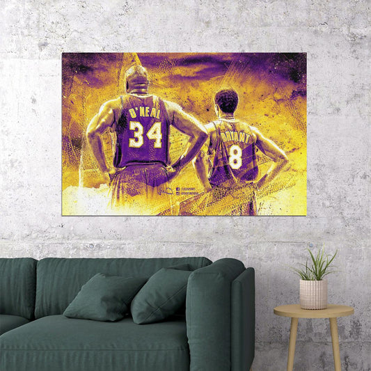 Shaquille O'neal & Kobe Bryant Nba Basketball Poster Legendary Duo Motivational Sports Print - xonomax