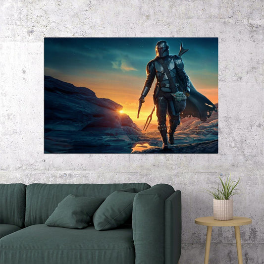 The Mandalorian Tv Series Poster Iconic Star Wars Sci-fi Art Print - xonomax