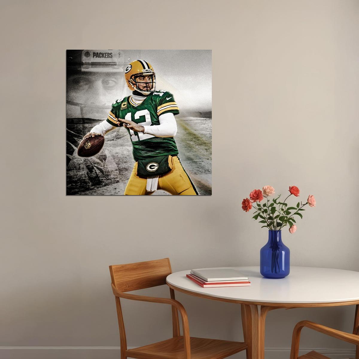 Aaron Rodgers Football Poster Nfl Quarterback Wall Art Sports Print - xonomax