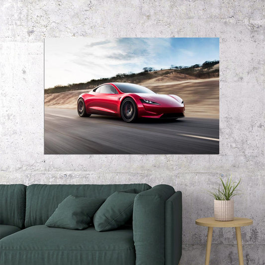 Tesla Sports Car Poster Iconic Electric Vehicle Wall Art - xonomax