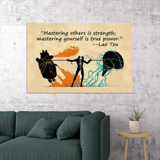 Lao Tzu Brain Chains Hearts Self Quote Philosophy Wisdom Poster Wall Art - xonomax
