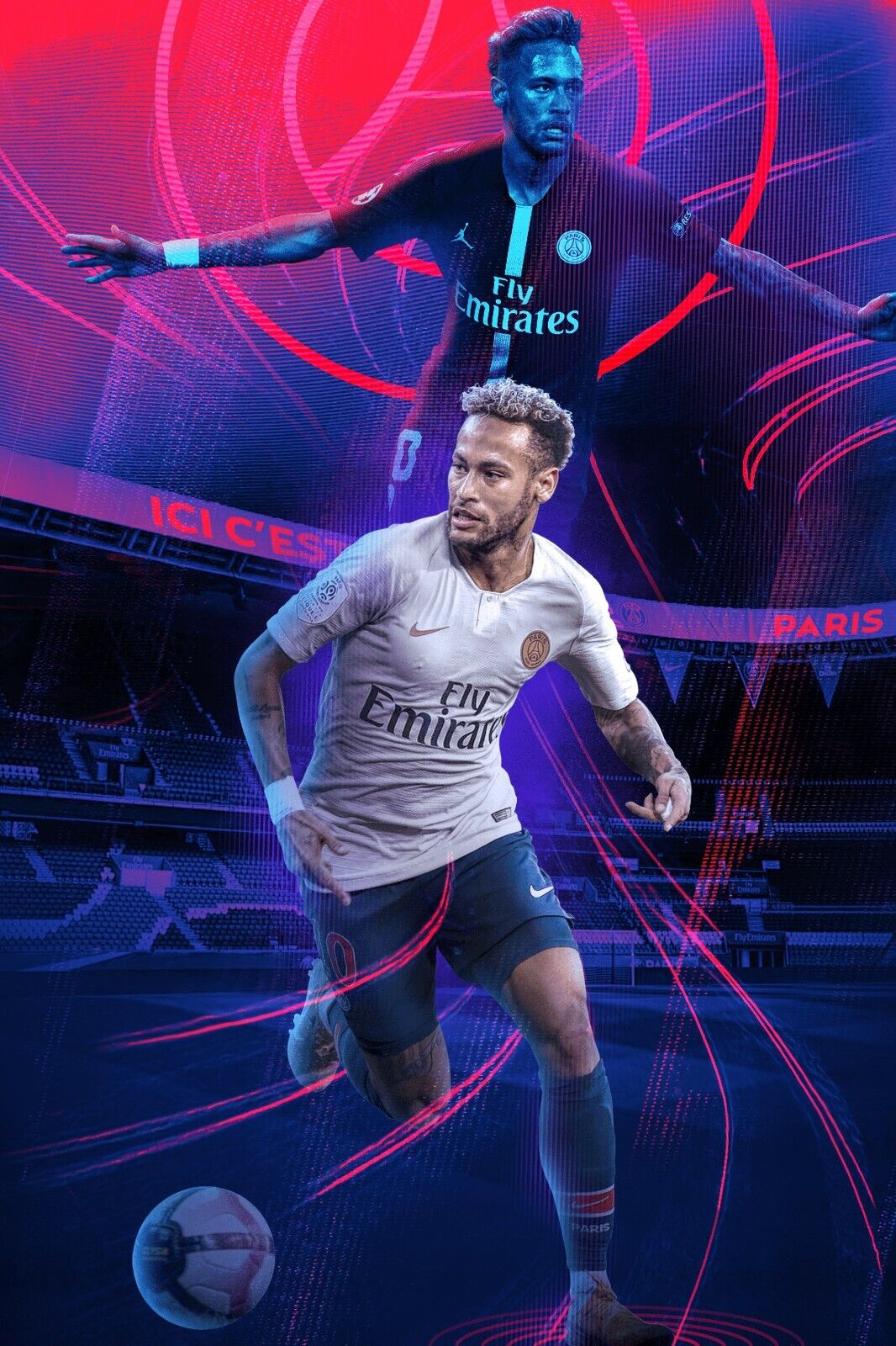 Neymar Soccer Poster Famous Football Player Wall Art Motivational Sports Print - xonomax