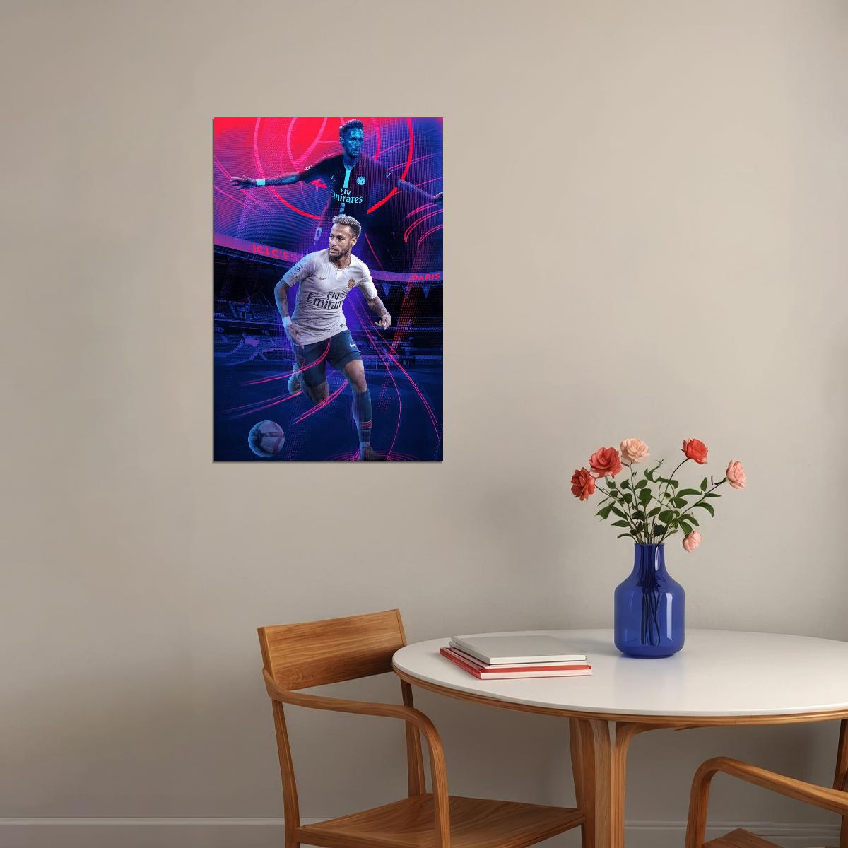 Neymar Soccer Poster Famous Football Player Wall Art Motivational Sports Print - xonomax