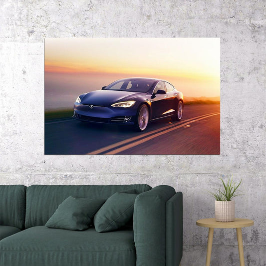 Tesla Sports Car Poster Iconic Electric Vehicle Wall Art - xonomax