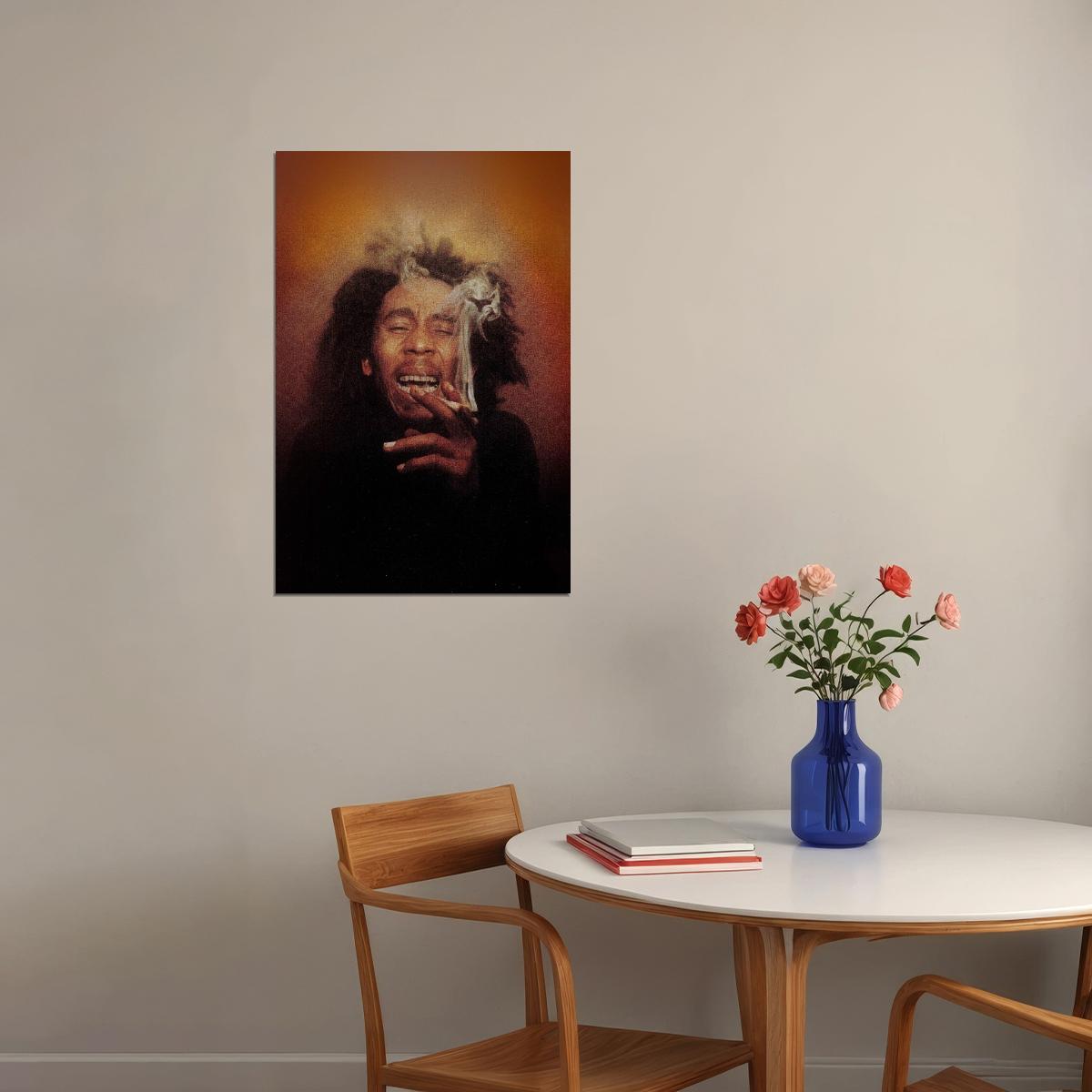 Bob Marley Poster Reggae Music Legend Wall Art Smoking Print - xonomax