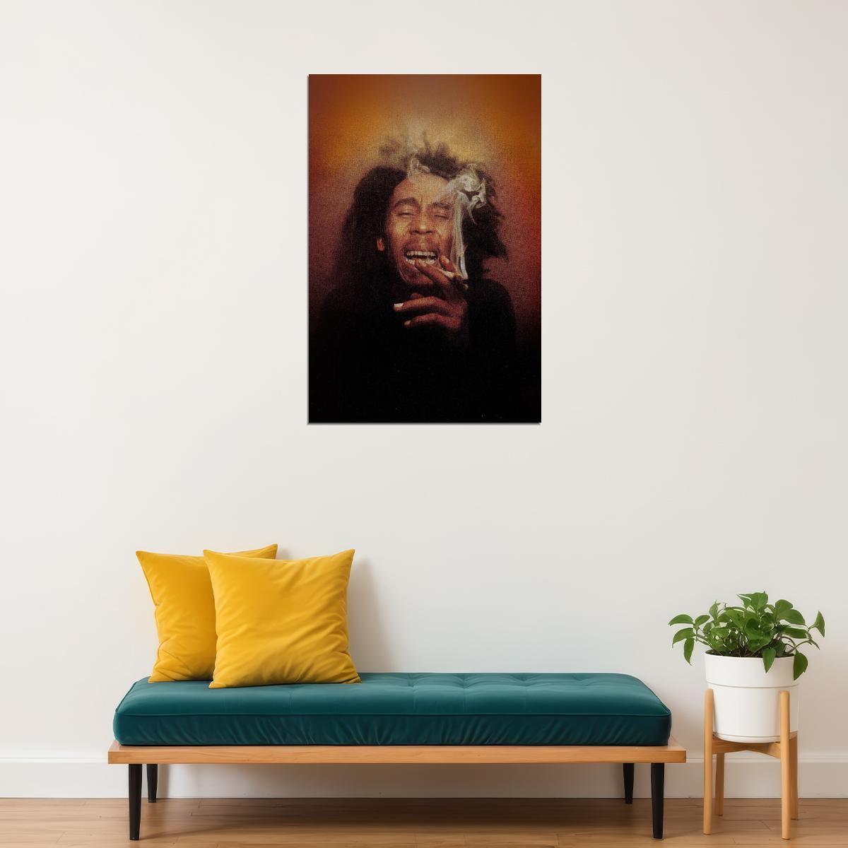 Bob Marley Poster Reggae Music Legend Wall Art Smoking Print - xonomax