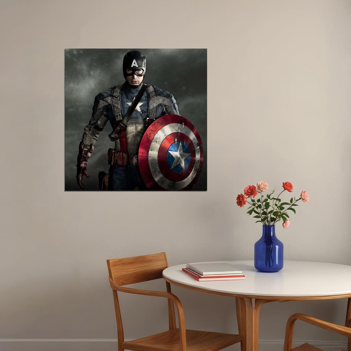Captain America Movie Poster Marvel Superhero Wall Art Comic Book Film Print - xonomax