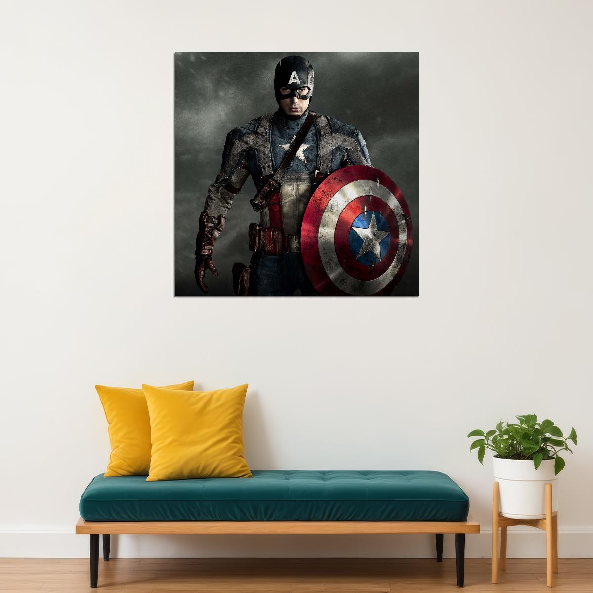 Captain America Movie Poster Marvel Superhero Wall Art Comic Book Film Print - xonomax