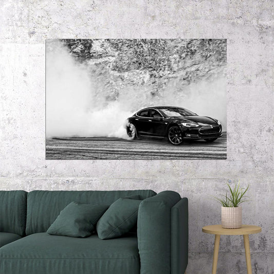 Tesla Sports Car Poster Iconic Electric Vehicle Wall Art - xonomax