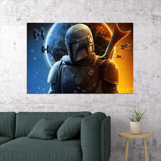 The Mandalorian Tv Series Poster Iconic Star Wars Sci-fi Art Print - xonomax