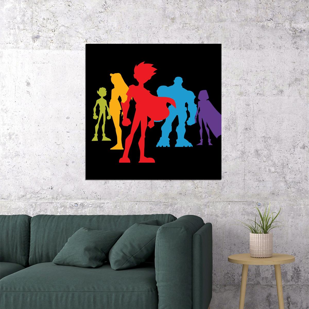 Teen Titans Tv Show Movie Poster Iconic Animated Heroes Wall Art - xonomax