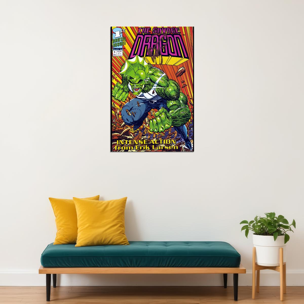 Savage Dragon Comic Book Poster Iconic Superhero Retro Graphic Novel Wall Art