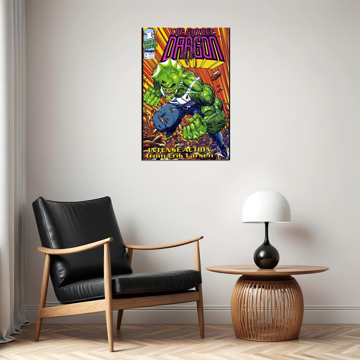 Savage Dragon Comic Book Poster Iconic Superhero Retro Graphic Novel Wall Art