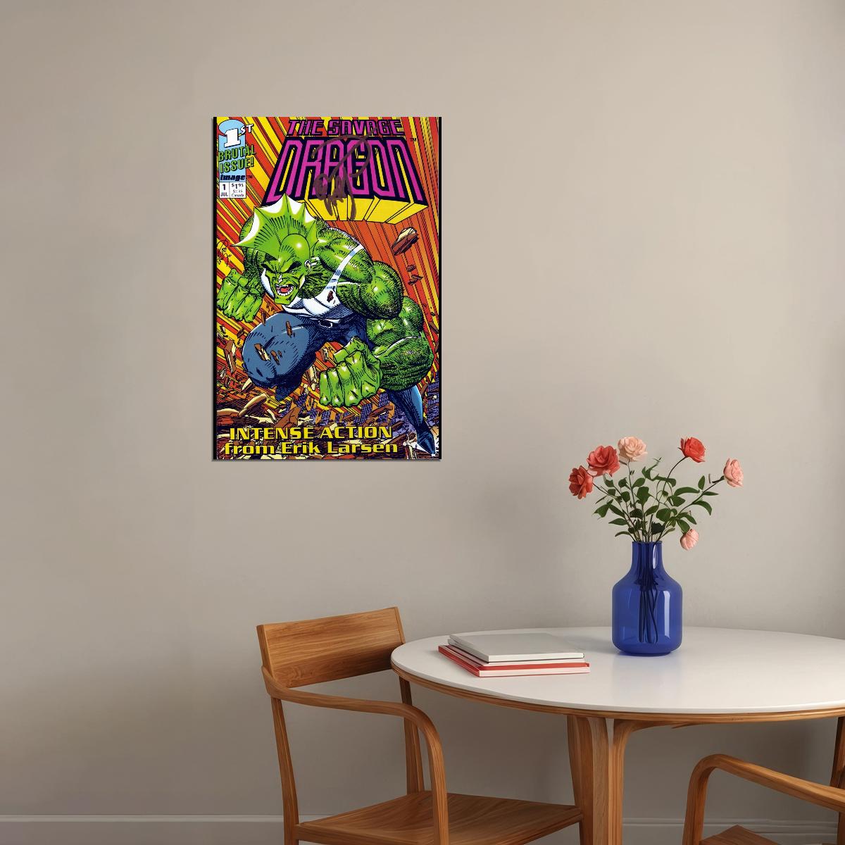 Savage Dragon Comic Book Poster Iconic Superhero Retro Graphic Novel Wall Art