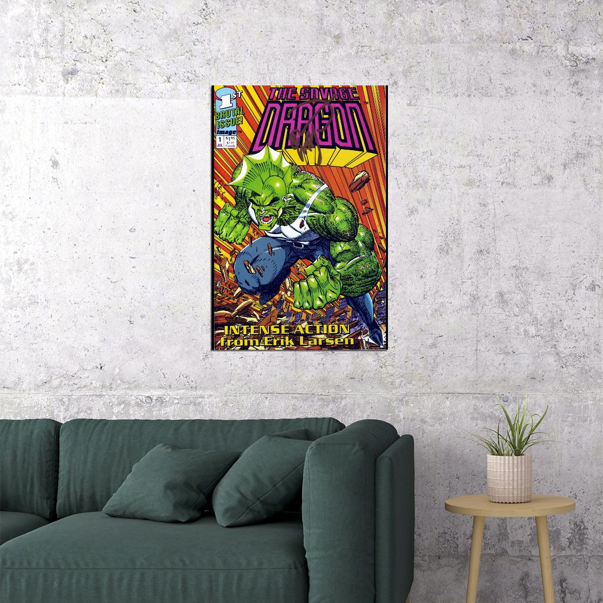 Savage Dragon Comic Book Poster Iconic Superhero Retro Graphic Novel Wall Art