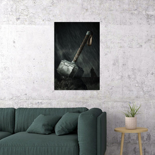 Thor Hammer Mjolnir Thor Movie Poster Iconic Marvel Superhero Art Epic Action Film Print - xonomax