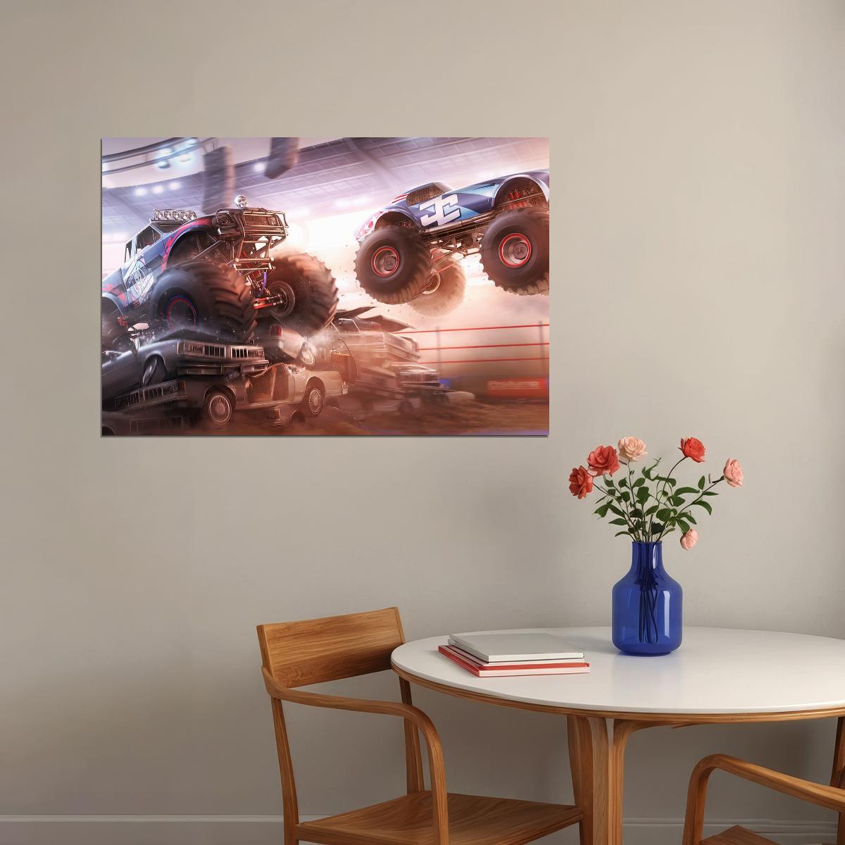 Monster Trucks Poster Motorsports Vehicle Wall Art - xonomax