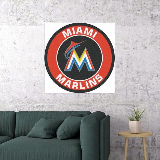 Miami Marlins Logo Poster Mlb Team Wall Art Baseball - xonomax