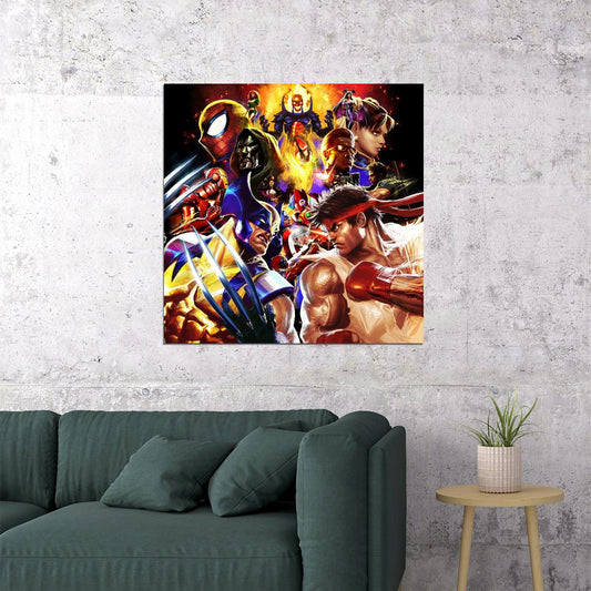 Marvel Vs. Capcom Video Game Poster Nintendo Gamer Wall Art - xonomax