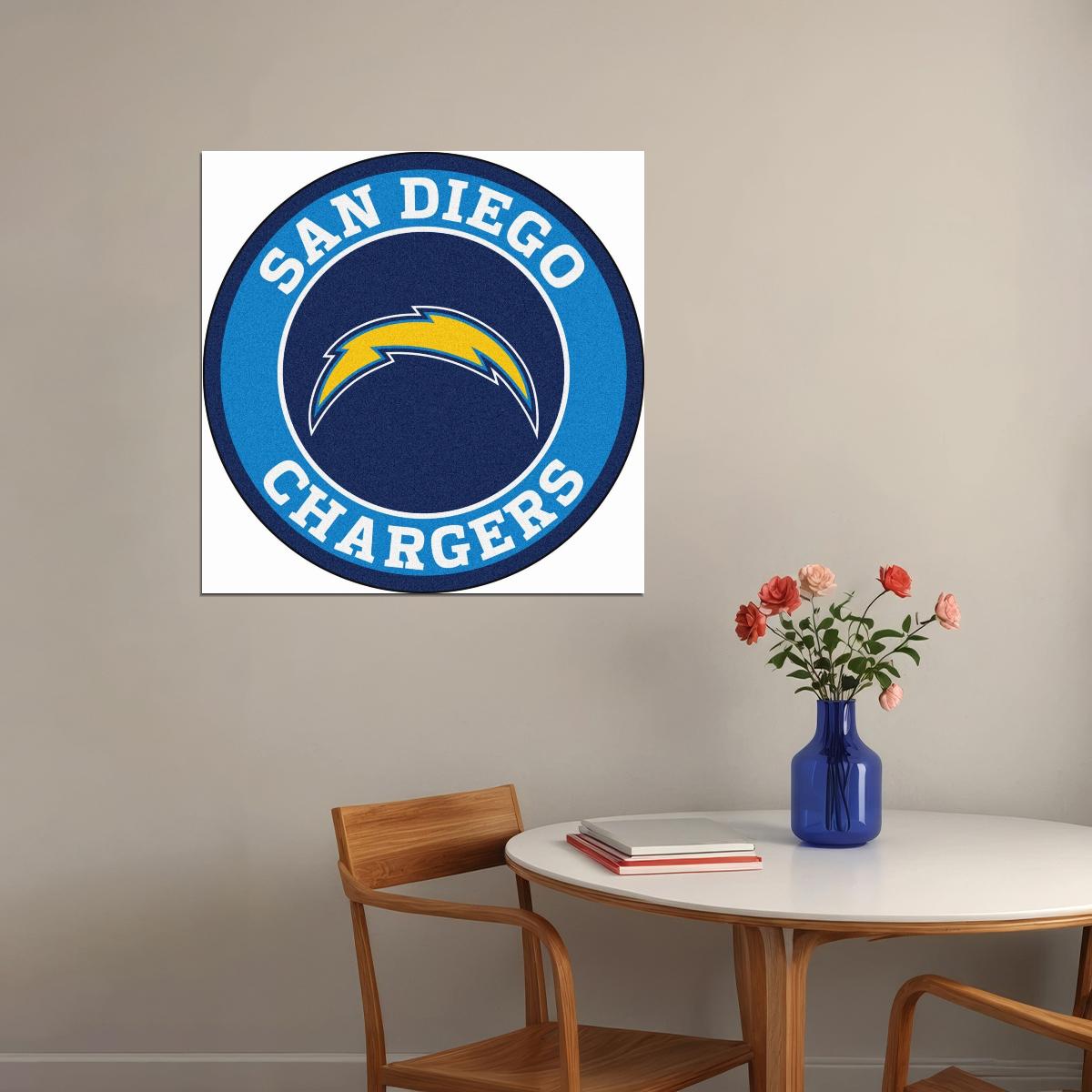 San Diego Chargers Logo Poster Iconic Nfl Team Emblem Wall Art